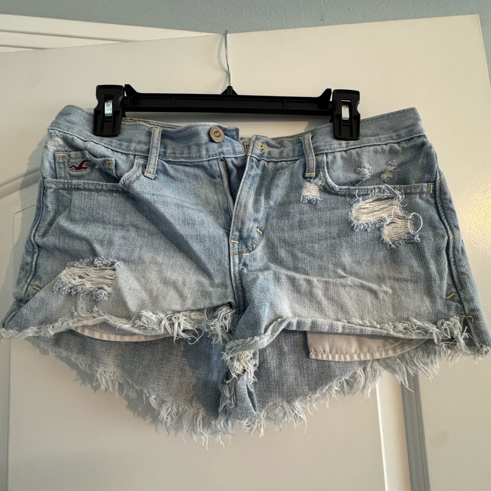 Hollister Light Blue Distressed Jean Shorts